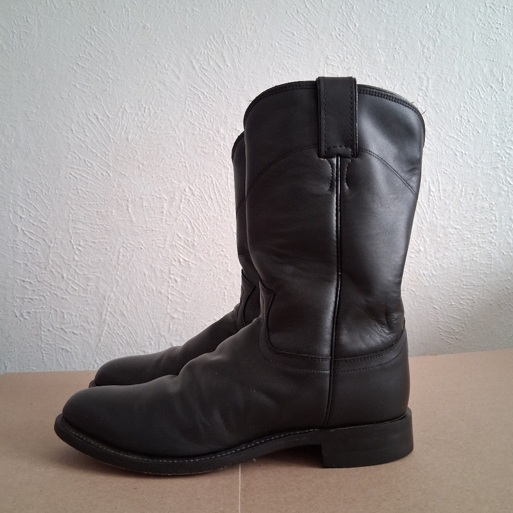 Mens Justin Roper Boots Size 7 E Cowboy Western Comb Last Style 3133 Black